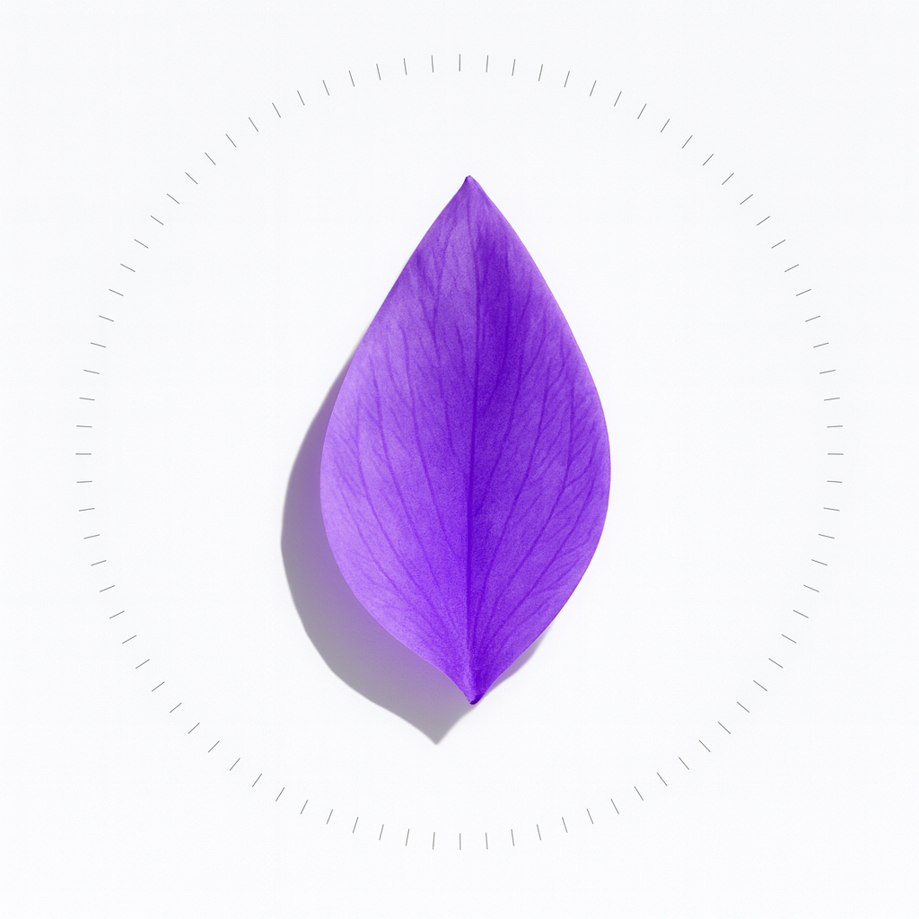 Purple bakuchiol petal representing the key ingredients of the serum